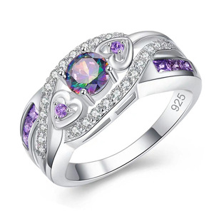 Purple diamond heart ring