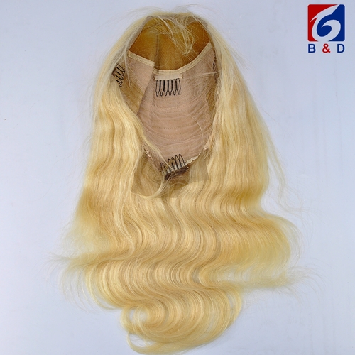 Virgin Human Hair Front Lace Wig Body Wave #613(10A)