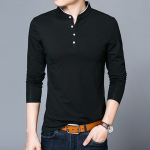 Plain slim, straight, long-sleeved T-shirt