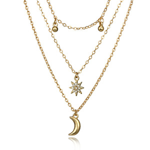 Alloy metal pendant necklace with three layers