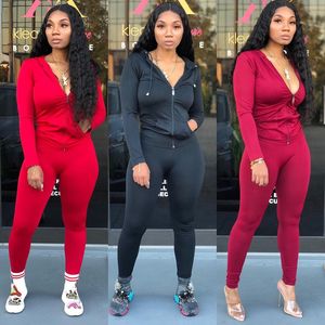Two-piece hooded zipper hoodie tights