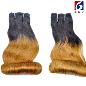 1 Bundle T1B/30 ombre-Bouncy hair egg curl /super double drawn hair weft Unprocessed (Pure) 10A Virg