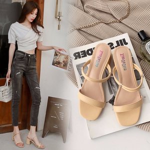 Summer open toe thick heel with string sandals