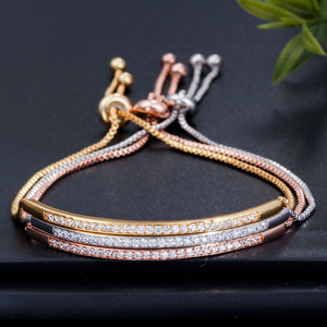 Micro-zircon single-row curved bracelet