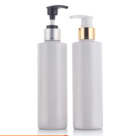 White Plastic Silver Lotion Pump Bottle, PET Bottle for Shampoo with Dispenser